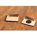 Close up of magnet on custom wooden clapperboard - Clapboard Fridge Magnet for Kitchen - Film & Movie Decor, Unique Movie Gift, Movie Decor